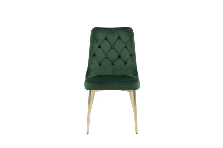 Venture Home Velvet Lyx Matstol 2-pack - Matt Mässing / Mossgrön Sammet