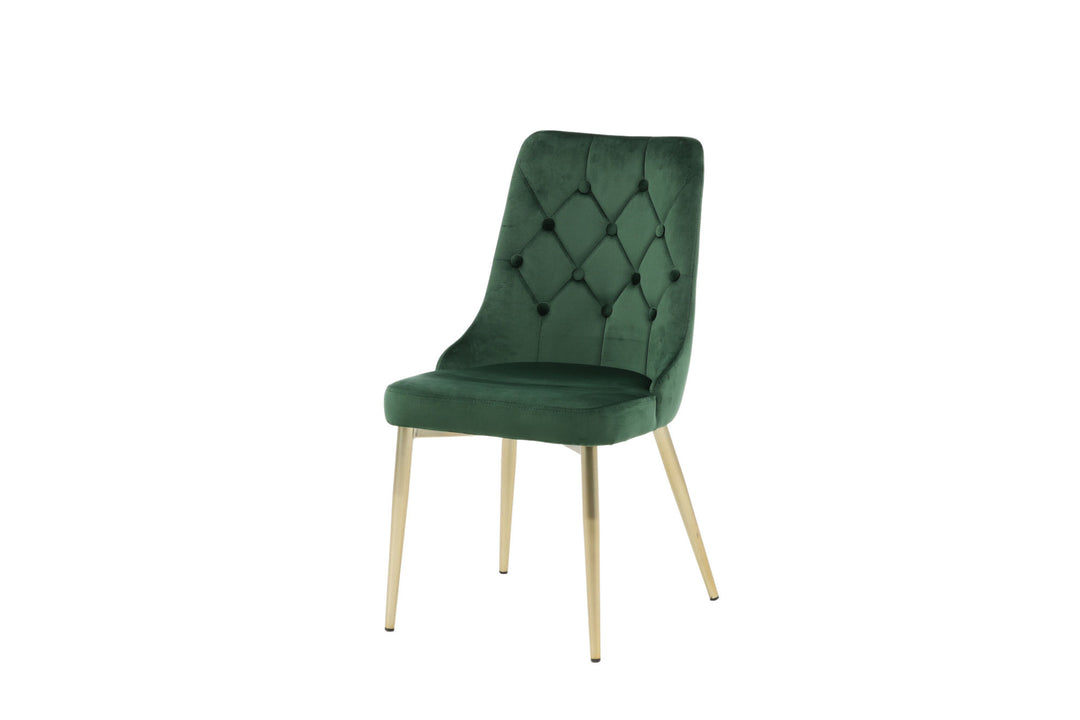 Venture Home Velvet Lyx Matstol 2-pack - Matt Mässing / Mossgrön Sammet