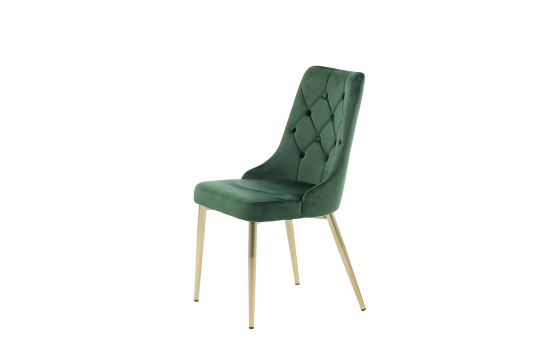 Venture Home Velvet Lyx Matstol 2-pack - Matt Mässing / Mossgrön Sammet