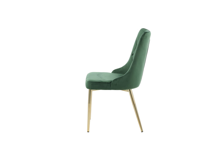 Venture Home Velvet Lyx Matstol 2-pack - Matt Mässing / Mossgrön Sammet