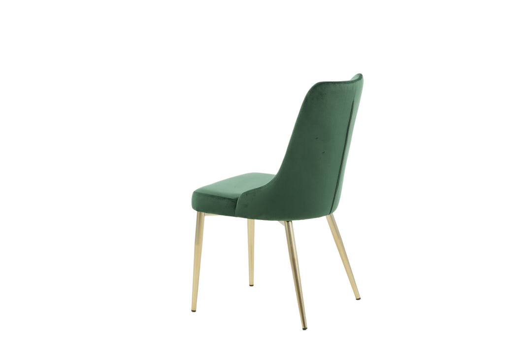 Venture Home Velvet Lyx Matstol 2-pack - Matt Mässing / Mossgrön Sammet