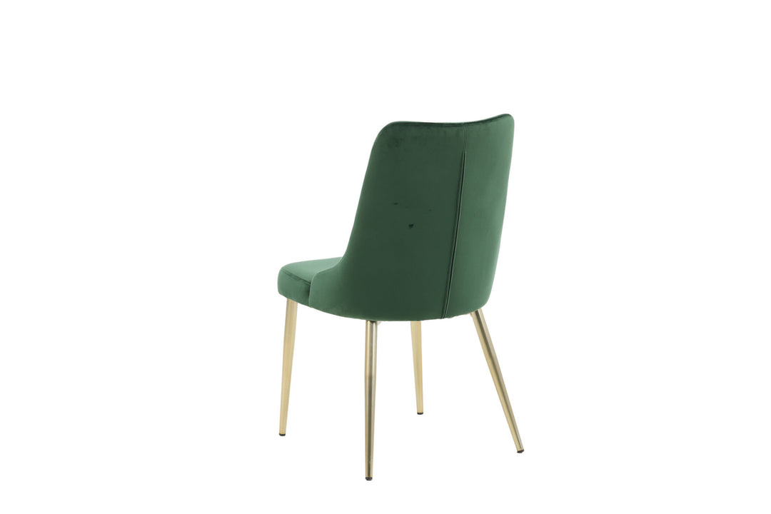 Venture Home Velvet Lyx Matstol 2-pack - Matt Mässing / Mossgrön Sammet