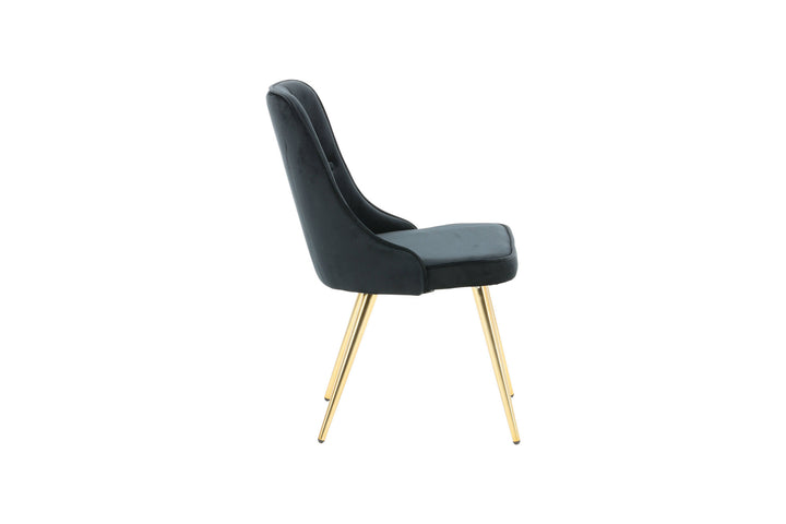 Venture Home Velvet Lyx Matstol 2-pack - Matt Mässing / Svart Sammet