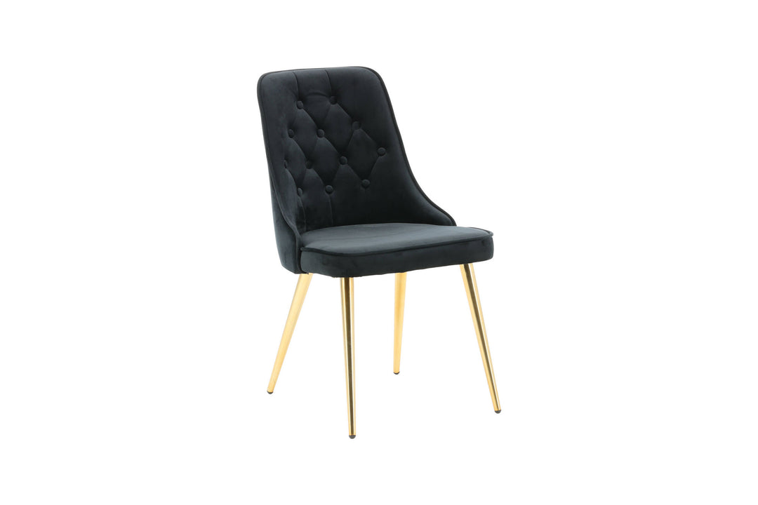 Venture Home Velvet Lyx Matstol 2-pack - Matt Mässing / Svart Sammet