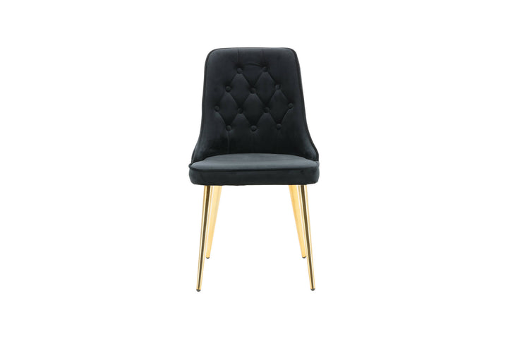 Venture Home Velvet Lyx Matstol 2-pack - Matt Mässing / Svart Sammet