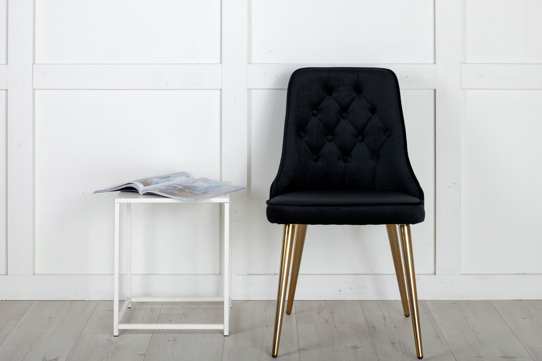 Venture Home Velvet Lyx Matstol 2-pack - Matt Mässing / Svart Sammet