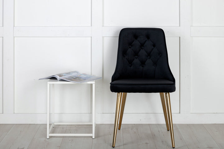 Venture Home Velvet Lyx Matstol 2-pack - Matt Mässing / Svart Sammet