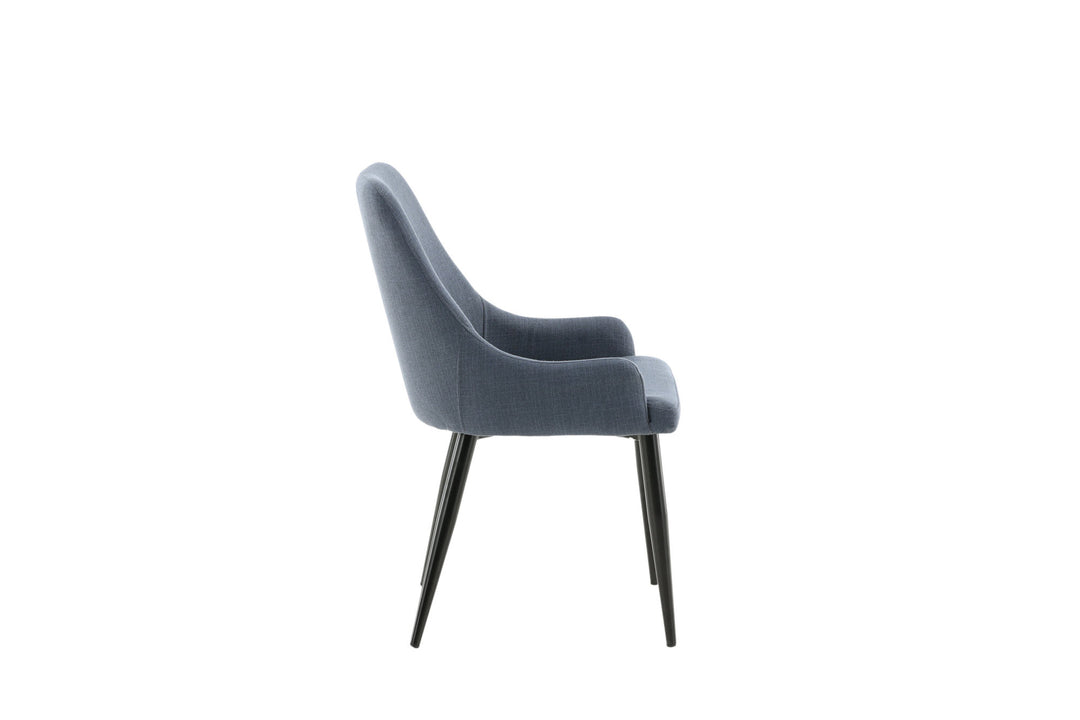 Venture Home Plaza Dining Chair 2-pack - Black Legs - Blue Fabric
