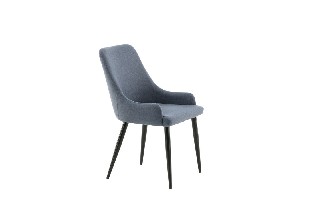 Venture Home Plaza Dining Chair 2-pack - Black Legs - Blue Fabric