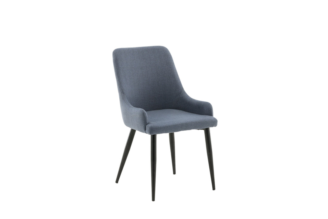 Venture Home Plaza Dining Chair 2-pack - Black Legs - Blue Fabric