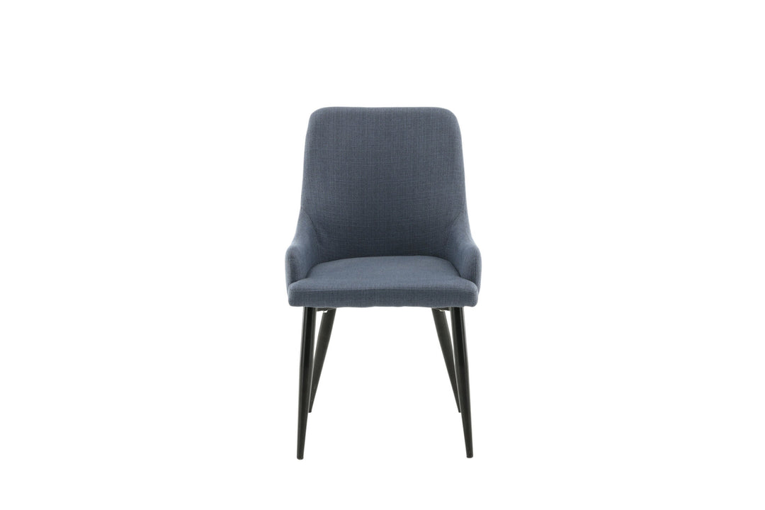 Venture Home Plaza Dining Chair 2-pack - Black Legs - Blue Fabric