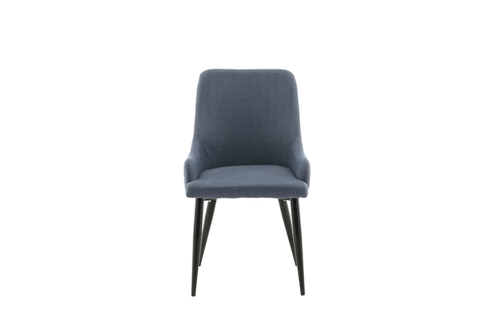 Venture Home Plaza Dining Chair 2-pack - Black Legs - Blue Fabric