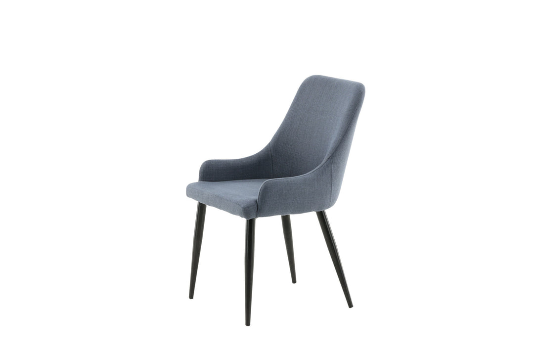 Venture Home Plaza Dining Chair 2-pack - Black Legs - Blue Fabric