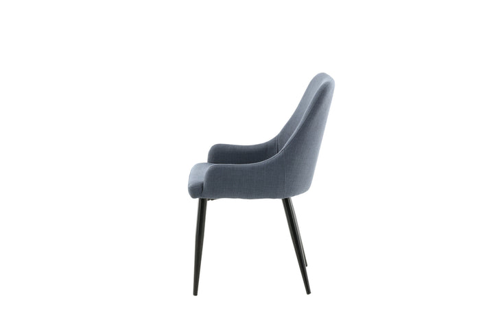 Venture Home Plaza Dining Chair 2-pack - Black Legs - Blue Fabric