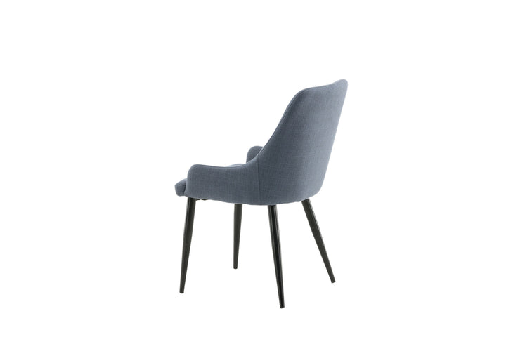 Venture Home Plaza Dining Chair 2-pack - Black Legs - Blue Fabric