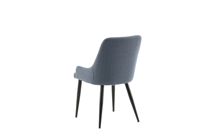 Venture Home Plaza Dining Chair 2-pack - Black Legs - Blue Fabric