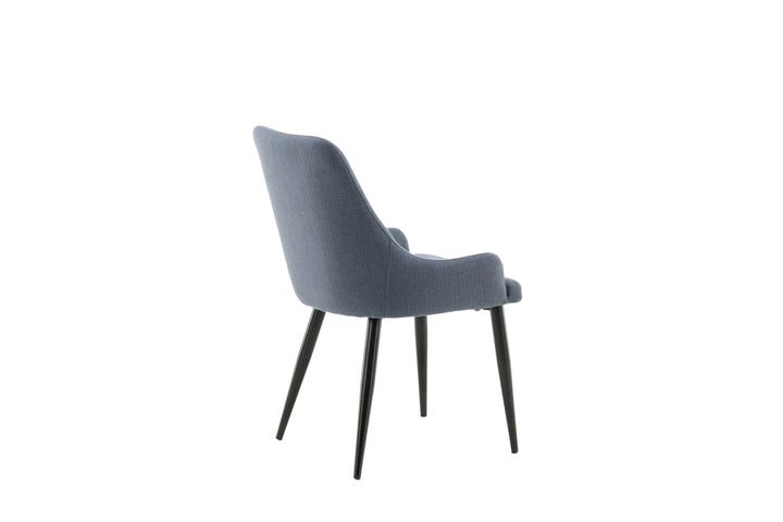 Venture Home Plaza Dining Chair 2-pack - Black Legs - Blue Fabric