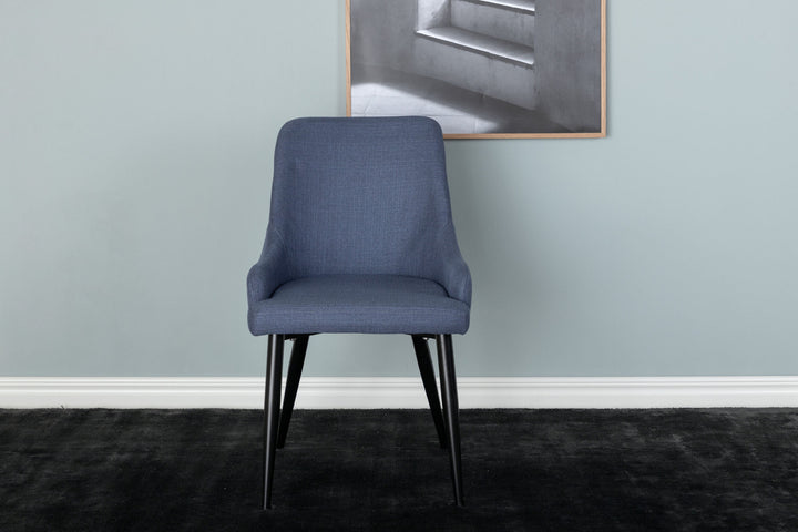 Venture Home Plaza Dining Chair 2-pack - Black Legs - Blue Fabric