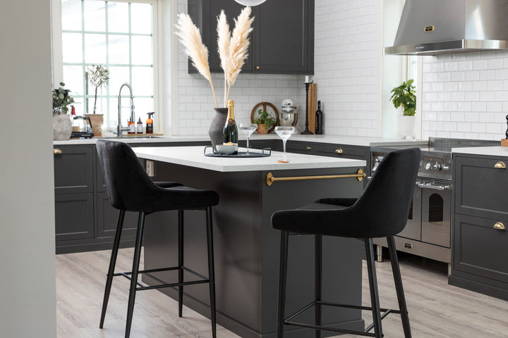 Venture Home Plaza Barchair 2-pack Black Legs - Black Velvet