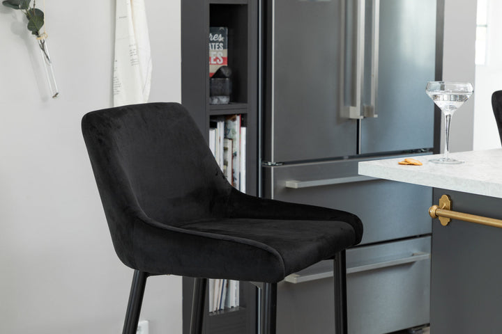 Venture Home Plaza Barchair 2-pack Black Legs - Black Velvet