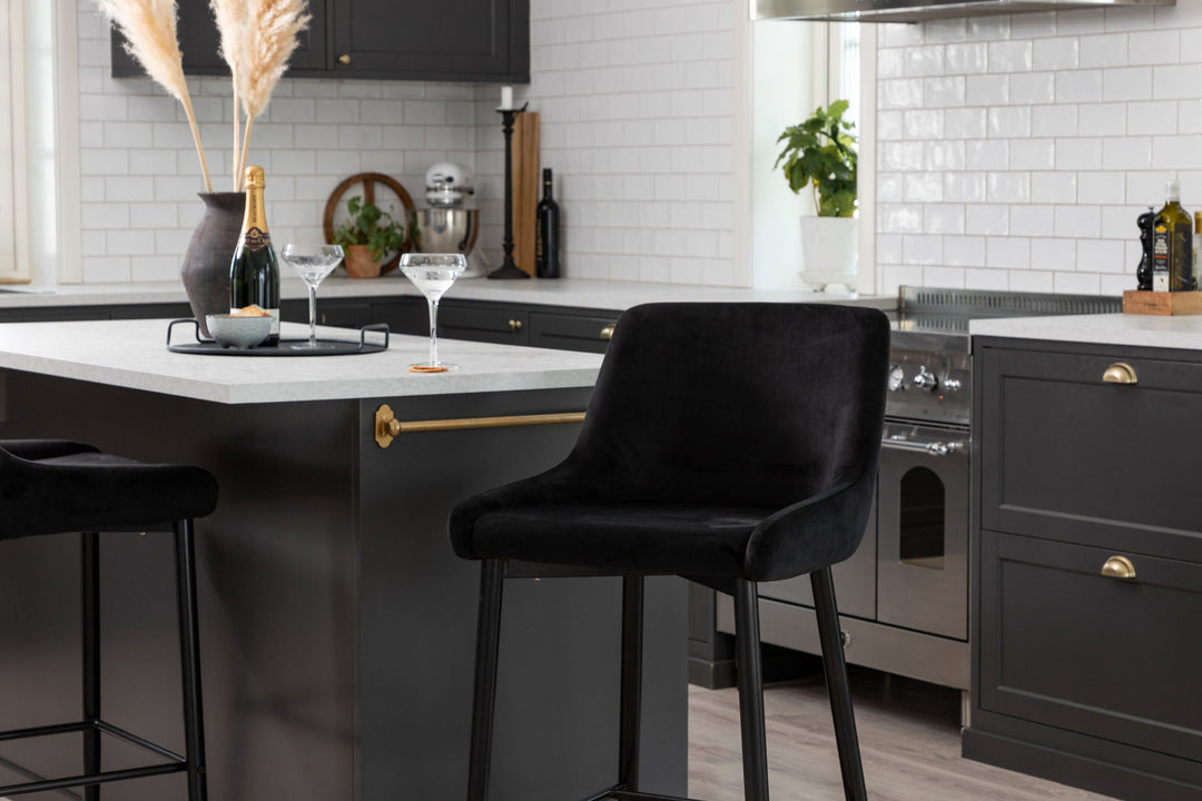 Venture Home Plaza Barchair 2-pack Black Legs - Black Velvet
