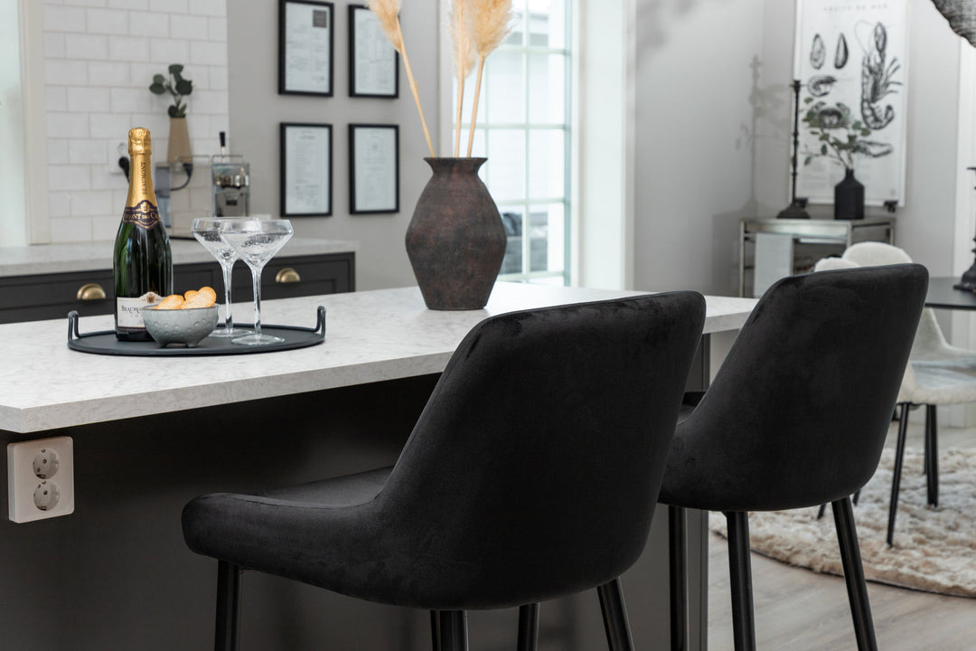 Venture Home Plaza Barchair 2-pack Black Legs - Black Velvet