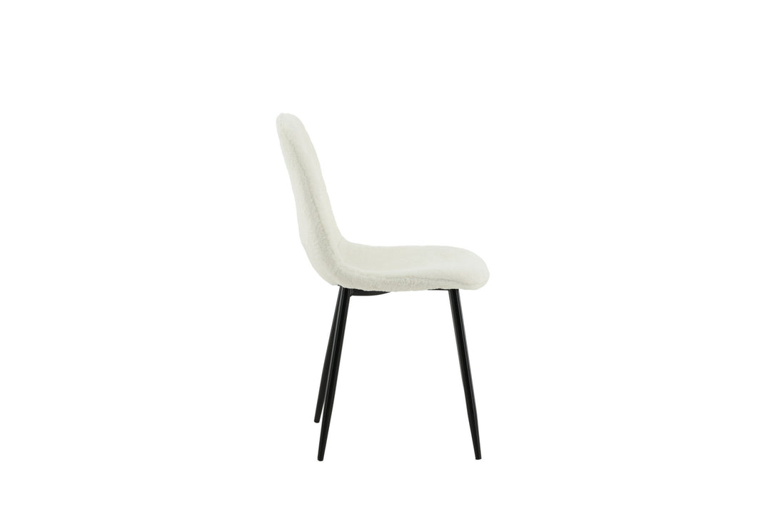 Venture Home Polar Fluff Dining Chair 2-pack - Black Legs - White Teddy