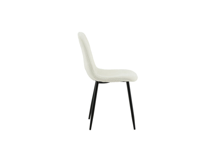 Venture Home Polar Fluff Dining Chair 2-pack - Black Legs - White Teddy