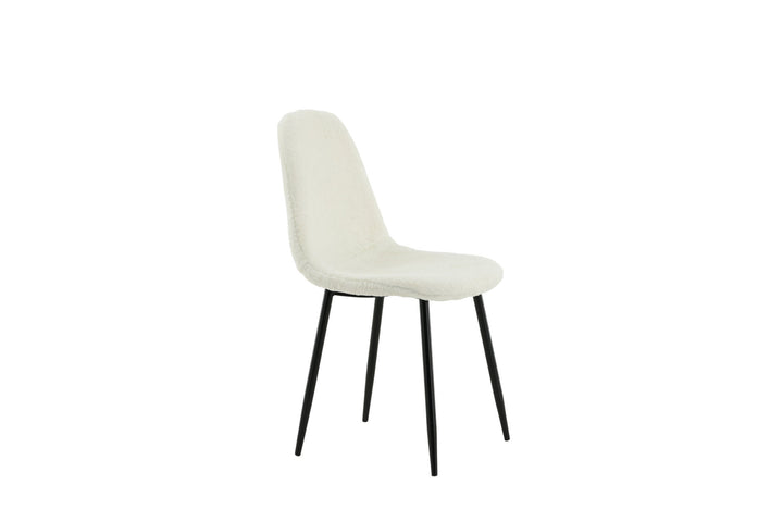 Venture Home Polar Fluff Dining Chair 2-pack - Black Legs - White Teddy
