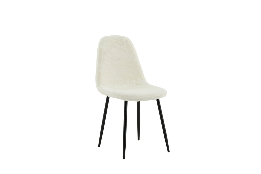 Venture Home Polar Fluff Dining Chair 2-pack - Black Legs - White Teddy