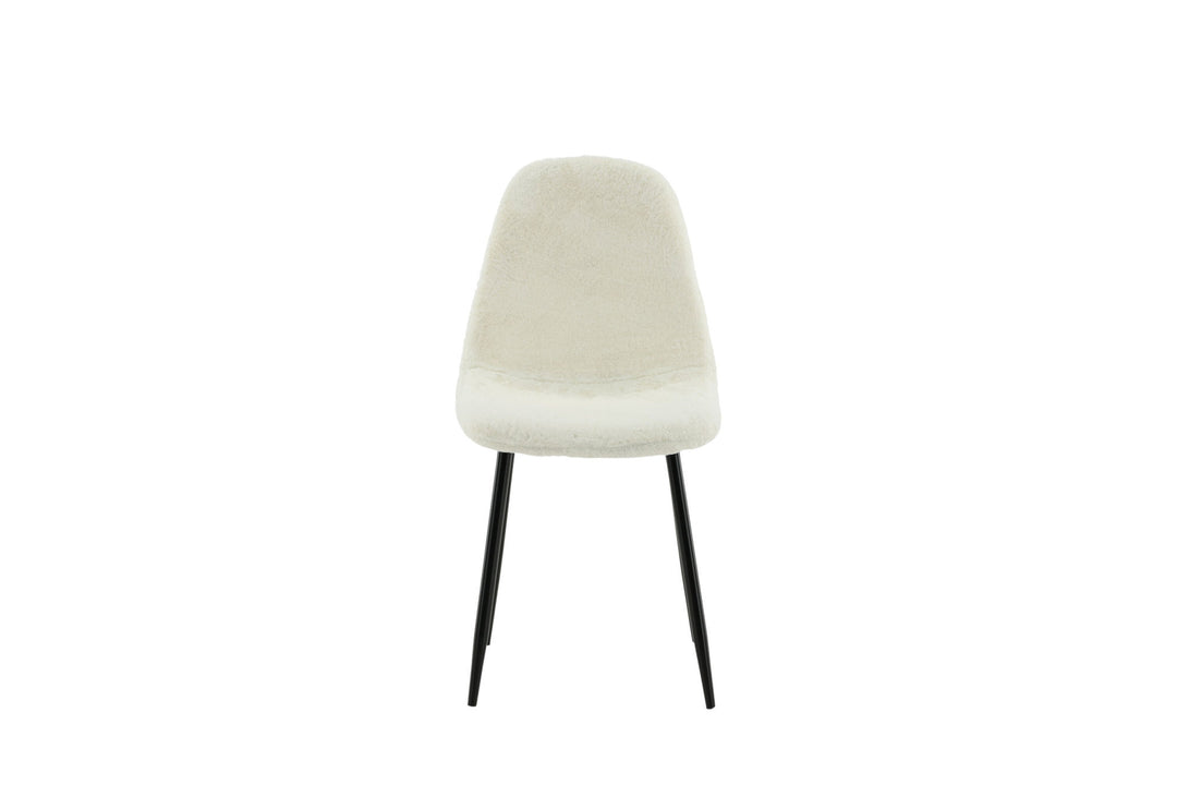 Venture Home Polar Fluff Dining Chair 2-pack - Black Legs - White Teddy