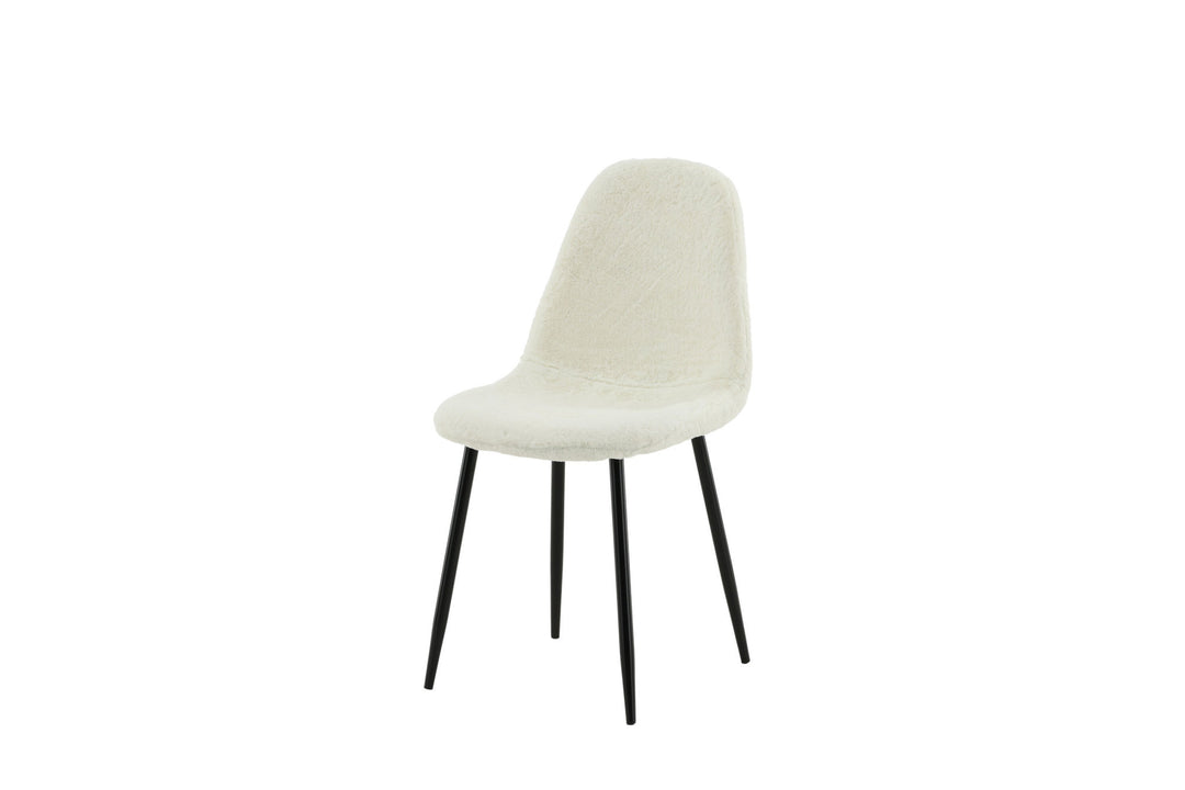 Venture Home Polar Fluff Dining Chair 2-pack - Black Legs - White Teddy