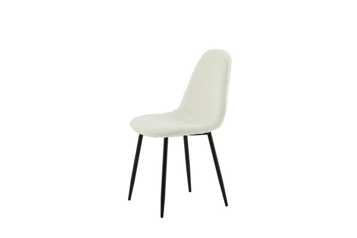 Venture Home Polar Fluff Dining Chair 2-pack - Black Legs - White Teddy