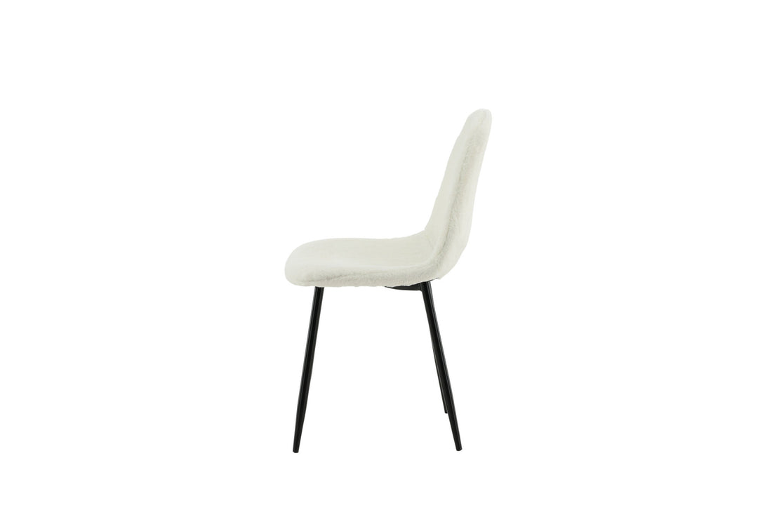 Venture Home Polar Fluff Dining Chair 2-pack - Black Legs - White Teddy