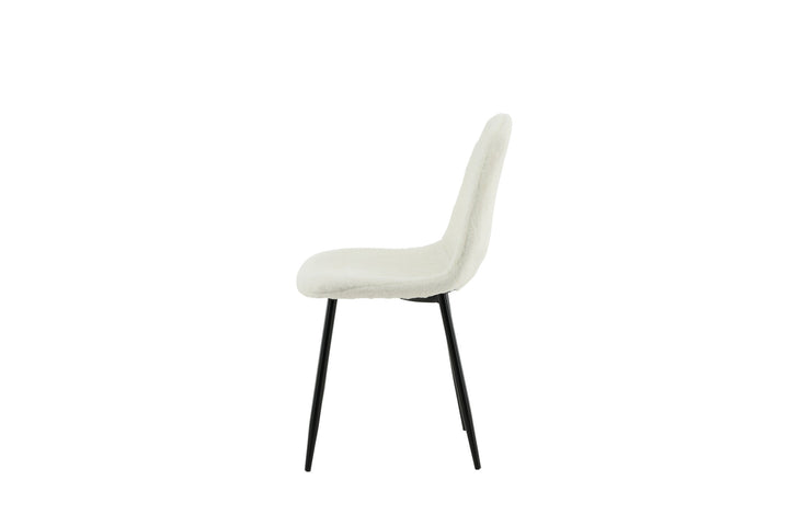Venture Home Polar Fluff Dining Chair 2-pack - Black Legs - White Teddy