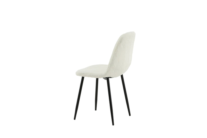 Venture Home Polar Fluff Dining Chair 2-pack - Black Legs - White Teddy