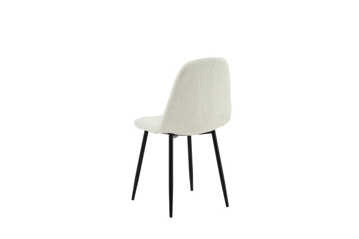 Venture Home Polar Fluff Dining Chair 2-pack - Black Legs - White Teddy