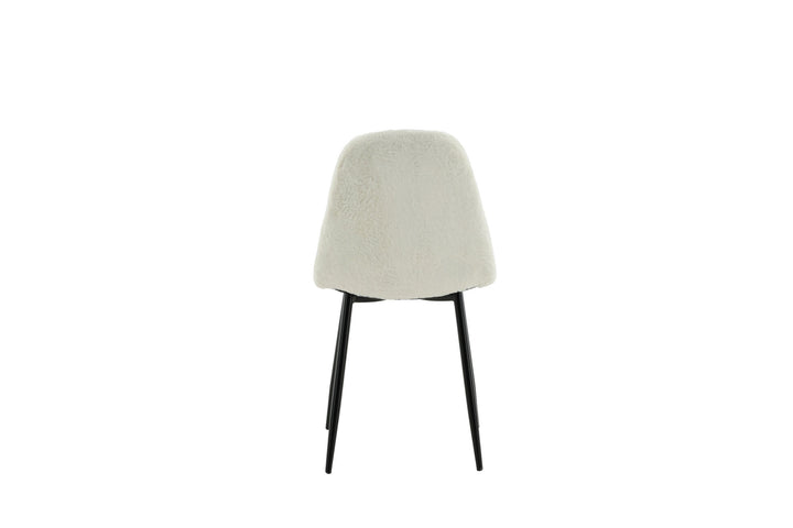 Venture Home Polar Fluff Dining Chair 2-pack - Black Legs - White Teddy