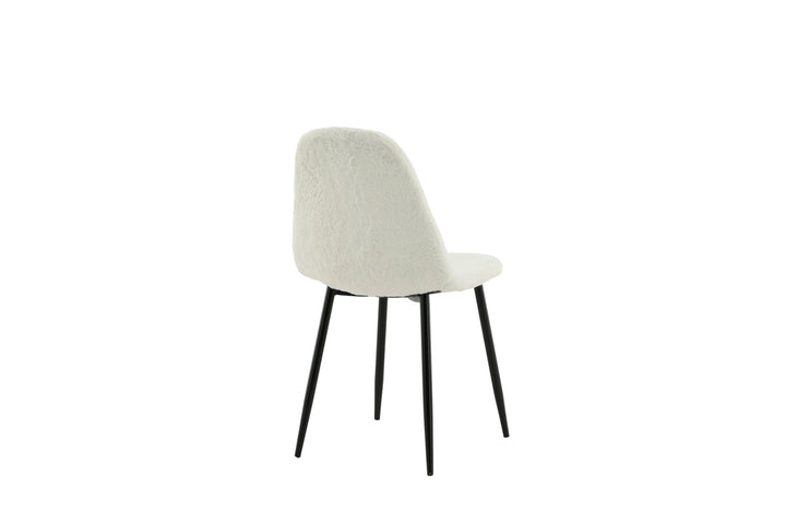 Venture Home Polar Fluff Dining Chair 2-pack - Black Legs - White Teddy