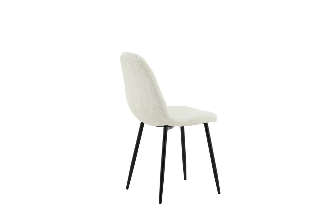 Venture Home Polar Fluff Dining Chair 2-pack - Black Legs - White Teddy