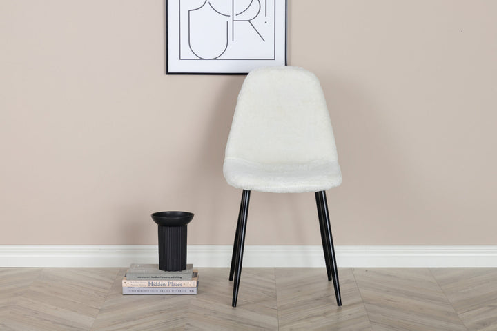 Venture Home Polar Fluff Dining Chair 2-pack - Black Legs - White Teddy