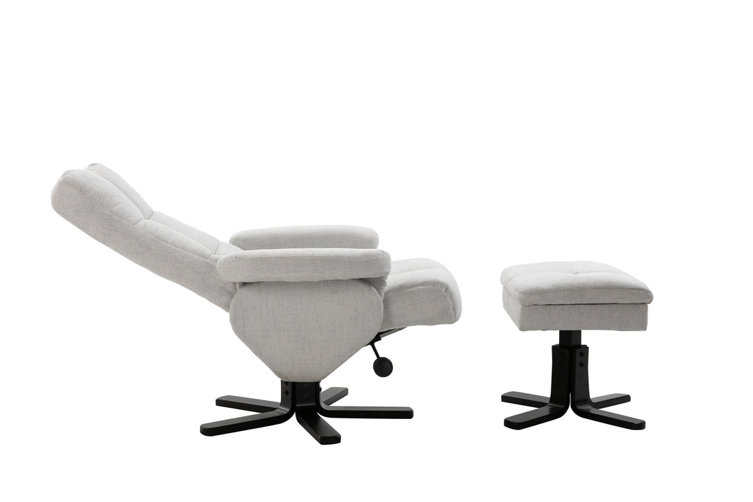 Venture Home Sven Recliner with Ottoman, Grey Fabric