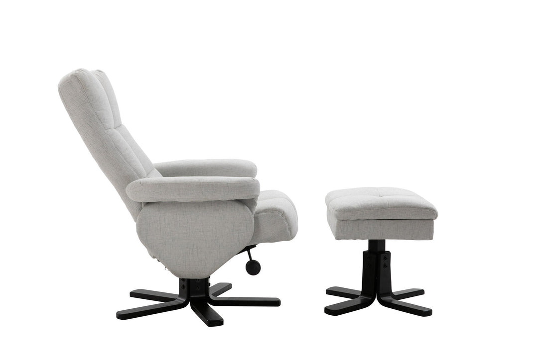 Venture Home Sven Recliner with Ottoman, Grey Fabric