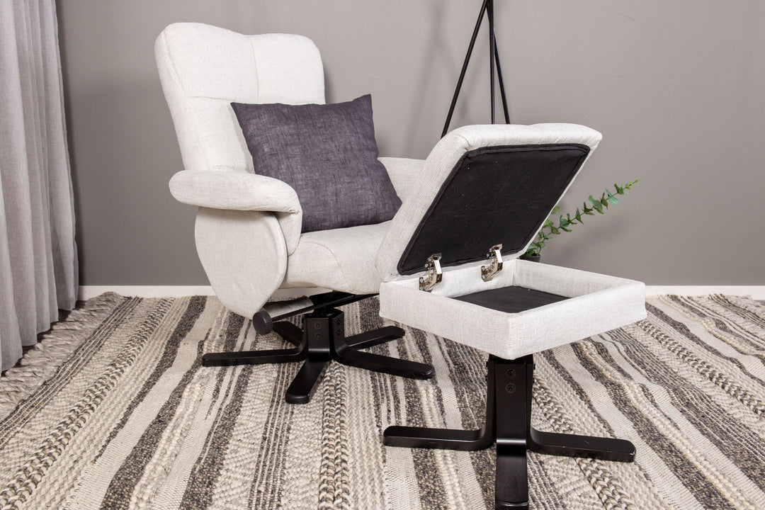 Venture Home Sven Recliner with Ottoman, Grey Fabric