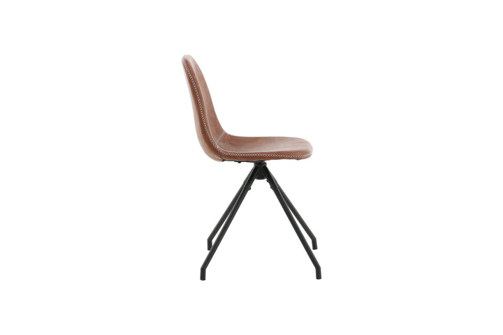 Venture Home Polar Dining Chair With Spin Function 2-pack - Black Legs - Brown PU - White Stitches