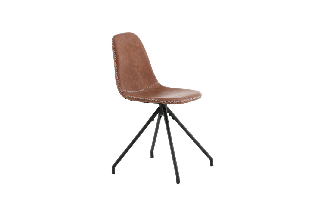Venture Home Polar Dining Chair With Spin Function 2-pack - Black Legs - Brown PU - White Stitches