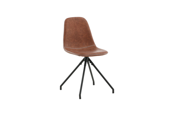 Venture Home Polar Dining Chair With Spin Function 2-pack - Black Legs - Brown PU - White Stitches