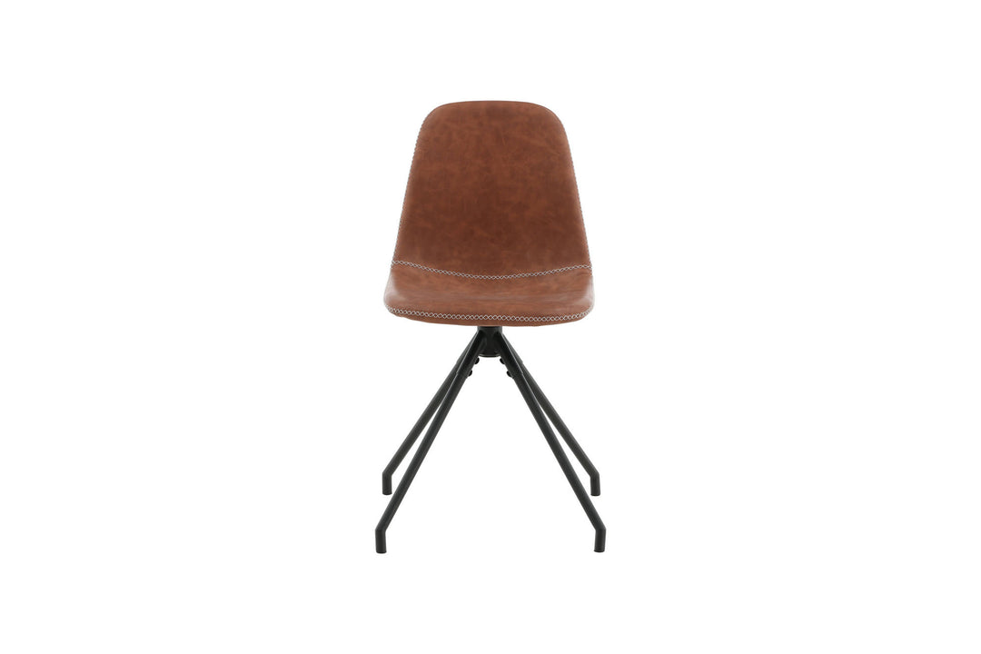 Venture Home Polar Dining Chair With Spin Function 2-pack - Black Legs - Brown PU - White Stitches