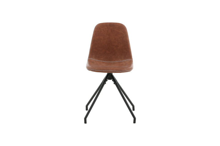 Venture Home Polar Dining Chair With Spin Function 2-pack - Black Legs - Brown PU - White Stitches
