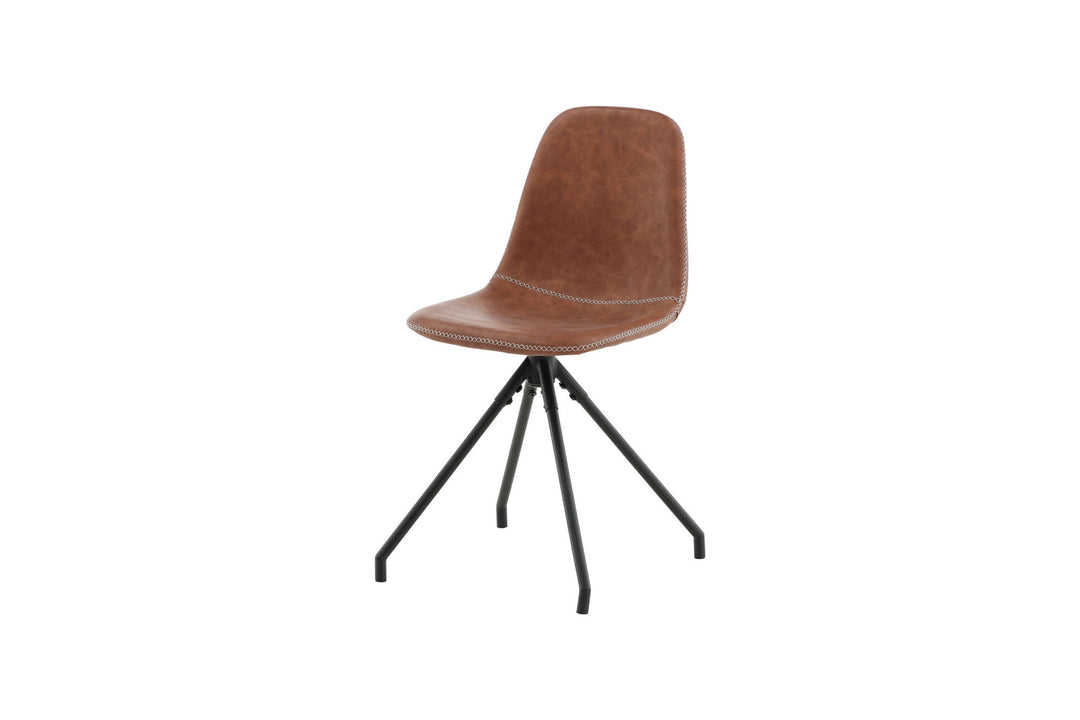 Venture Home Polar Dining Chair With Spin Function 2-pack - Black Legs - Brown PU - White Stitches